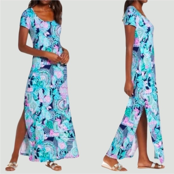 Lilly Pulitzer Wynne Maxi Dress in Lookin Sharp Cactus Cat XL - Picture 2 of 12